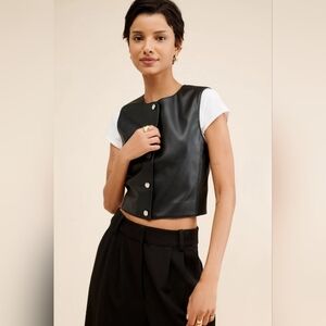 WAYF Cropped Vegan Leather Vest in Black Sizes S & L - NWT